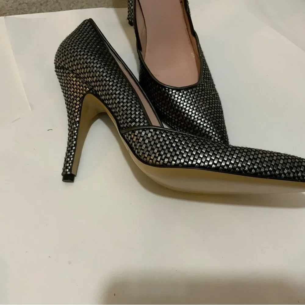 NWOB Kate Spade textured metallic woven heel 8.5 B